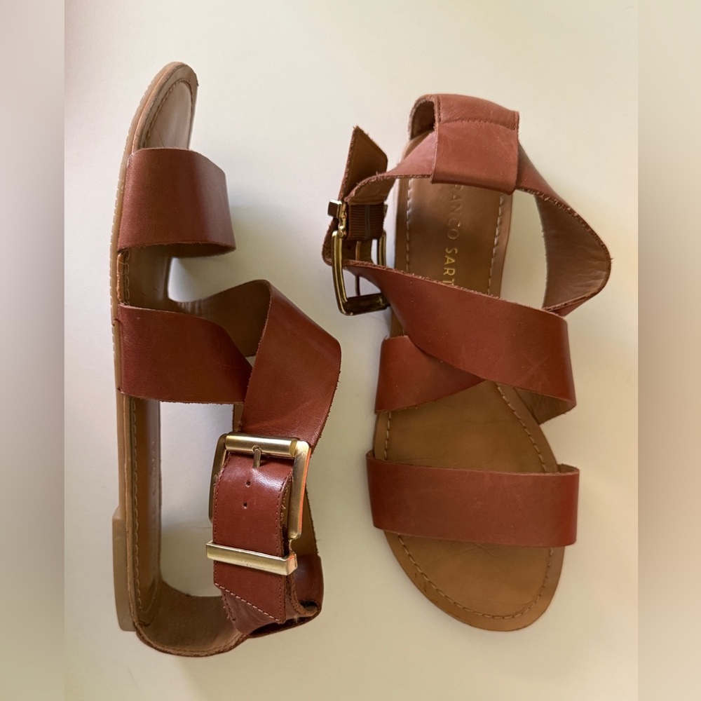 Franco Sarto gladiators sandal 7.5” camel & gold